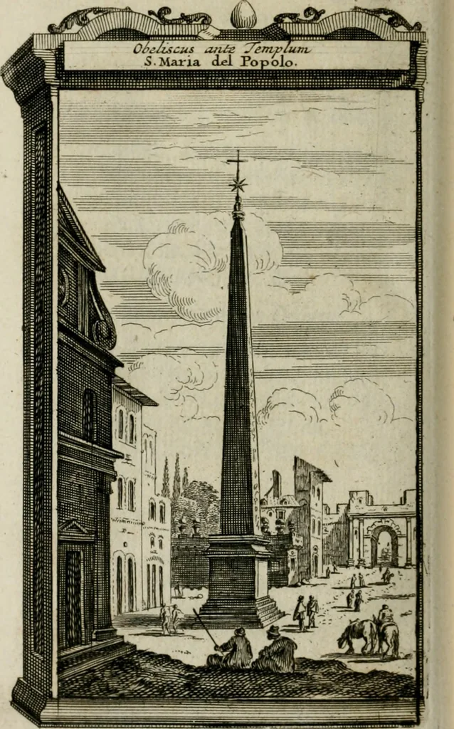 An illustration from Rome moderne : premiére ville de l'Europe : avec toutes ses magnificences et ses delices : nouvellement & très-exactement décrite ... : ce qui est suivi d'une description très-exacte du gouvernement & de l'Etat de Rome, aussi bien que des fonctions publiques du Pape & de tous ceux qui ont des emplois auprès de lui ... : le tout divisé en six tomes, 1713, leaf 65