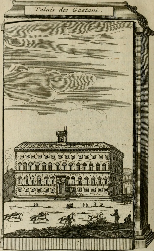 An illustration from Rome moderne : premiére ville de l'Europe : avec toutes ses magnificences et ses delices : nouvellement & très-exactement décrite ... : ce qui est suivi d'une description très-exacte du gouvernement & de l'Etat de Rome, aussi bien que des fonctions publiques du Pape & de tous ceux qui ont des emplois auprès de lui ... : le tout divisé en six tomes, 1713, leaf 83