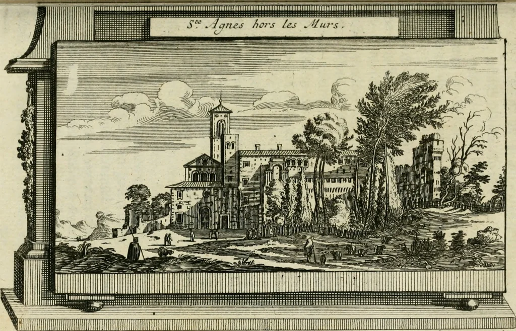 An illustration from Rome moderne : premiére ville de l'Europe : avec toutes ses magnificences et ses delices : nouvellement & très-exactement décrite ... : ce qui est suivi d'une description très-exacte du gouvernement & de l'Etat de Rome, aussi bien que des fonctions publiques du Pape & de tous ceux qui ont des emplois auprès de lui ... : le tout divisé en six tomes, 1713, leaf 100