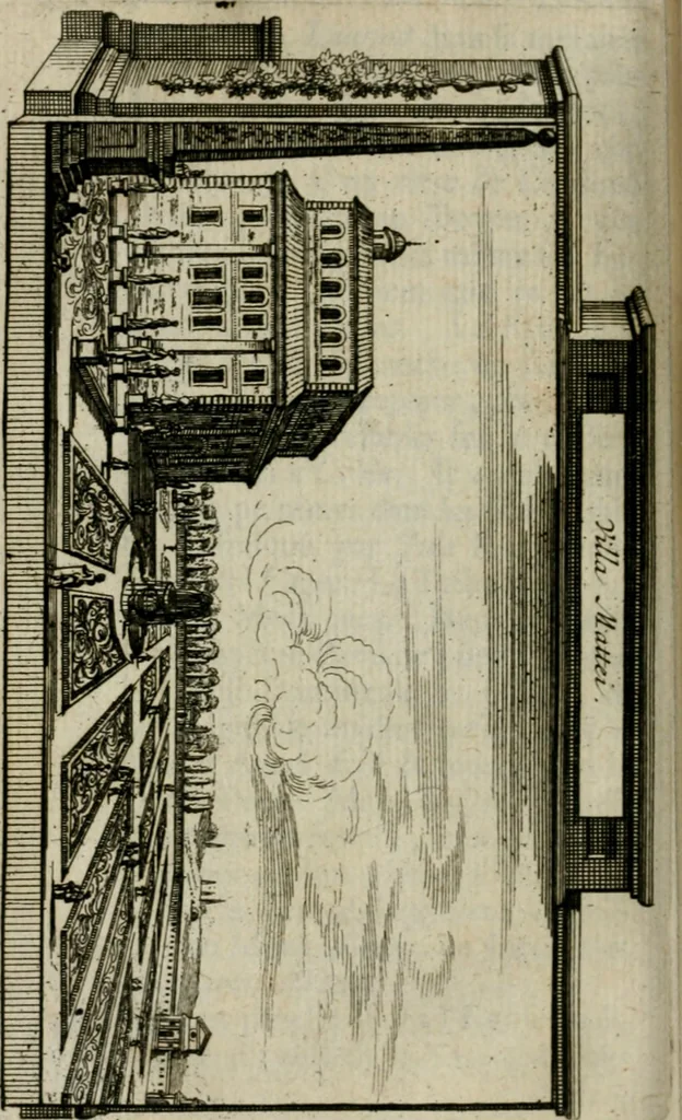 An illustration from Rome moderne : premiére ville de l'Europe : avec toutes ses magnificences et ses delices : nouvellement & très-exactement décrite ... : ce qui est suivi d'une description très-exacte du gouvernement & de l'Etat de Rome, aussi bien que des fonctions publiques du Pape & de tous ceux qui ont des emplois auprès de lui ... : le tout divisé en six tomes, 1713, leaf 245