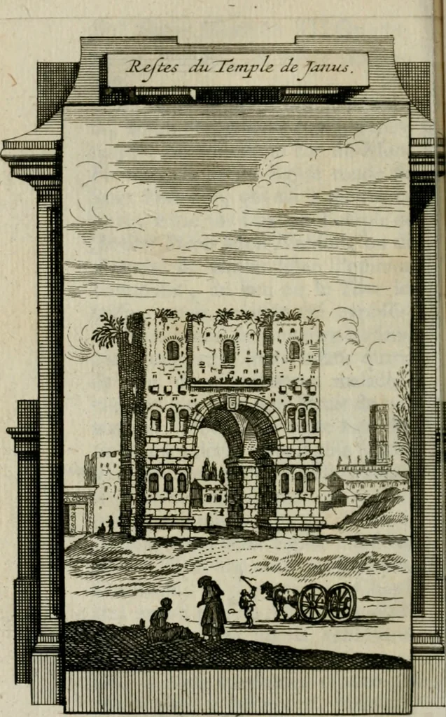 An illustration from Rome moderne : premiére ville de l'Europe : avec toutes ses magnificences et ses delices : nouvellement & très-exactement décrite ... : ce qui est suivi d'une description très-exacte du gouvernement & de l'Etat de Rome, aussi bien que des fonctions publiques du Pape & de tous ceux qui ont des emplois auprès de lui ... : le tout divisé en six tomes, 1713, leaf 275