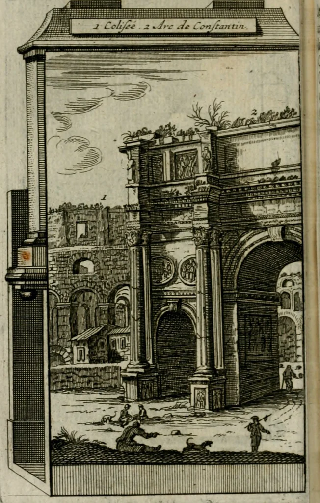An illustration from Rome moderne : premiére ville de l'Europe : avec toutes ses magnificences et ses delices : nouvellement & très-exactement décrite ... : ce qui est suivi d'une description très-exacte du gouvernement & de l'Etat de Rome, aussi bien que des fonctions publiques du Pape & de tous ceux qui ont des emplois auprès de lui ... : le tout divisé en six tomes, 1713, leaf 281