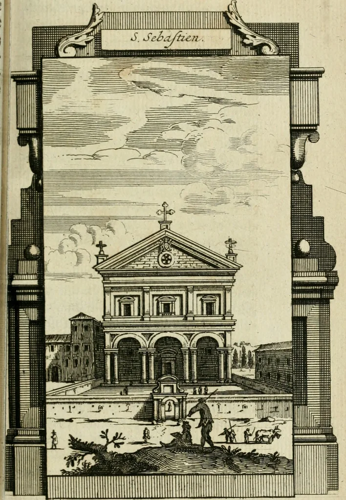 An illustration from Rome moderne : premiére ville de l'Europe : avec toutes ses magnificences et ses delices : nouvellement & très-exactement décrite ... : ce qui est suivi d'une description très-exacte du gouvernement & de l'Etat de Rome, aussi bien que des fonctions publiques du Pape & de tous ceux qui ont des emplois auprès de lui ... : le tout divisé en six tomes, 1713, leaf 298