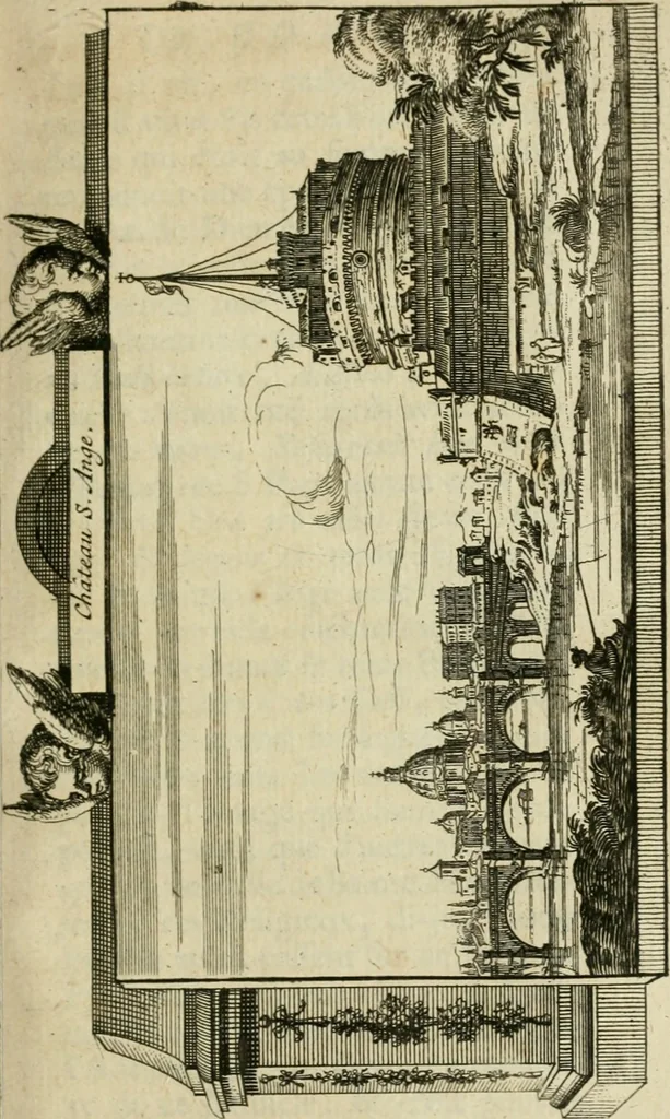 An illustration from Rome moderne : premiére ville de l'Europe : avec toutes ses magnificences et ses delices : nouvellement & très-exactement décrite ... : ce qui est suivi d'une description très-exacte du gouvernement & de l'Etat de Rome, aussi bien que des fonctions publiques du Pape & de tous ceux qui ont des emplois auprès de lui ... : le tout divisé en six tomes, 1713, leaf 428