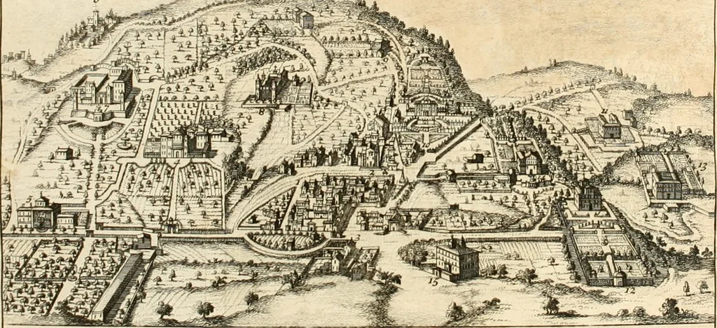 An illustration from Rome moderne : premiére ville de l'Europe : avec toutes ses magnificences et ses delices : nouvellement & très-exactement décrite ... : ce qui est suivi d'une description très-exacte du gouvernement & de l'Etat de Rome, aussi bien que des fonctions publiques du Pape & de tous ceux qui ont des emplois auprès de lui ... : le tout divisé en six tomes, 1713, leaf 574