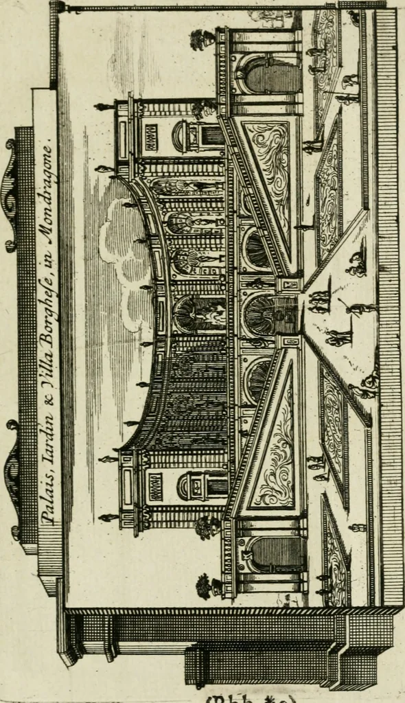 An illustration from Rome moderne : premiére ville de l'Europe : avec toutes ses magnificences et ses delices : nouvellement & très-exactement décrite ... : ce qui est suivi d'une description très-exacte du gouvernement & de l'Etat de Rome, aussi bien que des fonctions publiques du Pape & de tous ceux qui ont des emplois auprès de lui ... : le tout divisé en six tomes, 1713, leaf 590