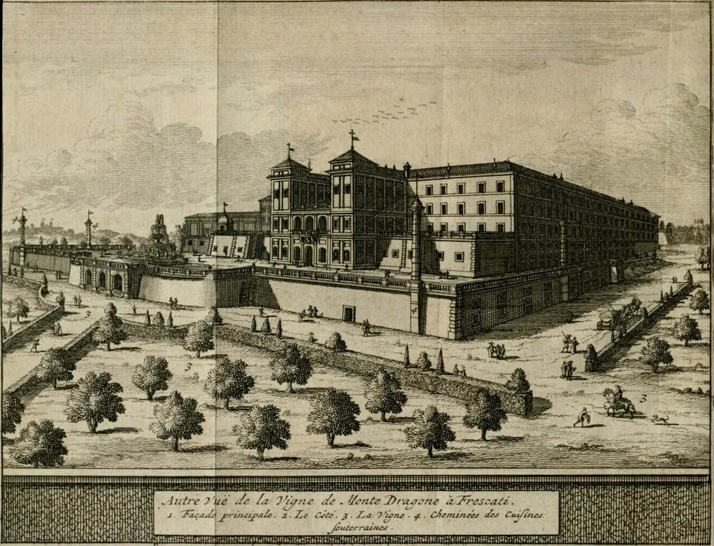 An illustration from Rome moderne : premiére ville de l'Europe : avec toutes ses magnificences et ses delices : nouvellement & très-exactement décrite ... : ce qui est suivi d'une description très-exacte du gouvernement & de l'Etat de Rome, aussi bien que des fonctions publiques du Pape & de tous ceux qui ont des emplois auprès de lui ... : le tout divisé en six tomes, 1713, leaf 593