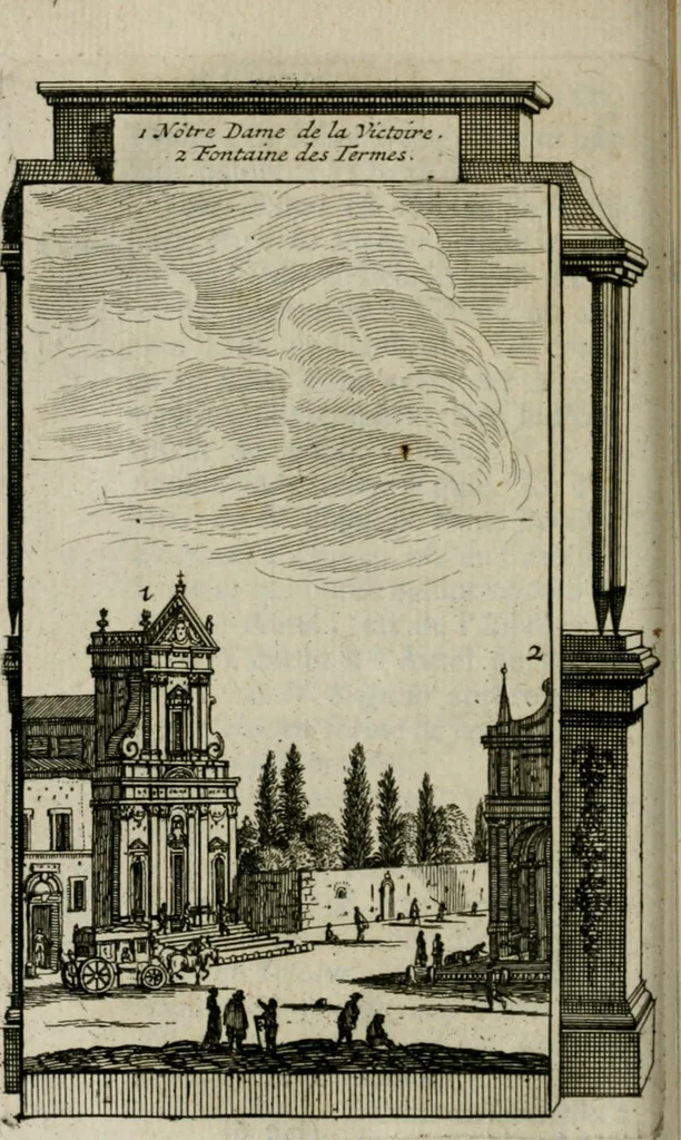 An illustration from Rome moderne : premiére ville de l'Europe : avec toutes ses magnificences et ses delices : nouvellement & très-exactement décrite ... : ce qui est suivi d'une description très-exacte du gouvernement & de l'Etat de Rome, aussi bien que des fonctions publiques du Pape & de tous ceux qui ont des emplois auprès de lui ... : le tout divisé en six tomes, 1713, leaf 95
