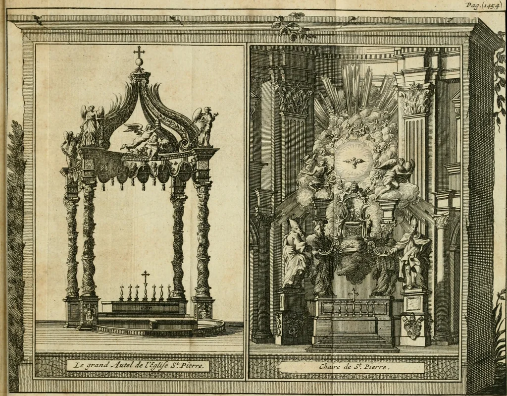 An illustration from Rome moderne : premiére ville de l'Europe : avec toutes ses magnificences et ses delices : nouvellement & très-exactement décrite ... : ce qui est suivi d'une description très-exacte du gouvernement & de l'Etat de Rome, aussi bien que des fonctions publiques du Pape & de tous ceux qui ont des emplois auprès de lui ... : le tout divisé en six tomes, 1713, leaf 376