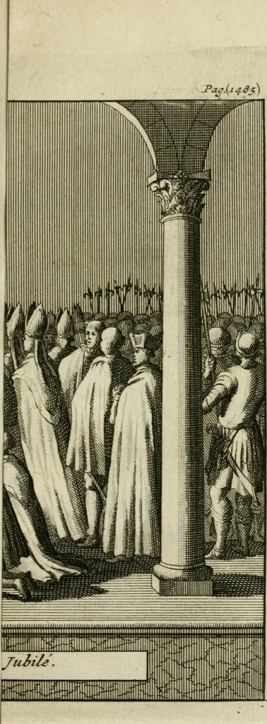 An illustration from Rome moderne : premiére ville de l'Europe : avec toutes ses magnificences et ses delices : nouvellement & très-exactement décrite ... : ce qui est suivi d'une description très-exacte du gouvernement & de l'Etat de Rome, aussi bien que des fonctions publiques du Pape & de tous ceux qui ont des emplois auprès de lui ... : le tout divisé en six tomes, 1713, leaf 410