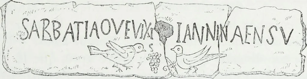 An illustration from Rome souterraine : resume des decouvertes de M. de Rossi dans les catacombes romaines, et en particulier dans le cimetiere de Calliste, 1872, leaf 302