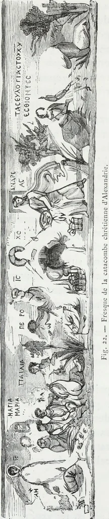 An illustration from Rome souterraine : resume des decouvertes de M. de Rossi dans les catacombes romaines, et en particulier dans le cimetiere de Calliste, 1872, leaf 320