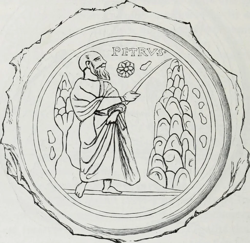 An illustration from Rome souterraine : resume des decouvertes de M. de Rossi dans les catacombes romaines, et en particulier dans le cimetiere de Calliste, 1872, leaf 395