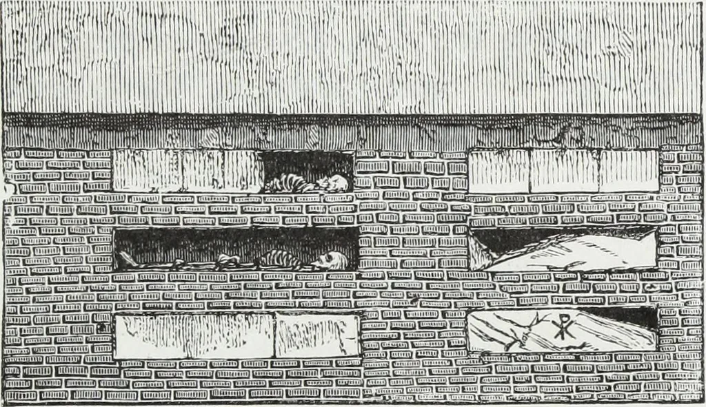 An illustration from Rome souterraine : resume des decouvertes de M. de Rossi dans les catacombes romaines, et en particulier dans le cimetiere de Calliste, 1872, leaf 436