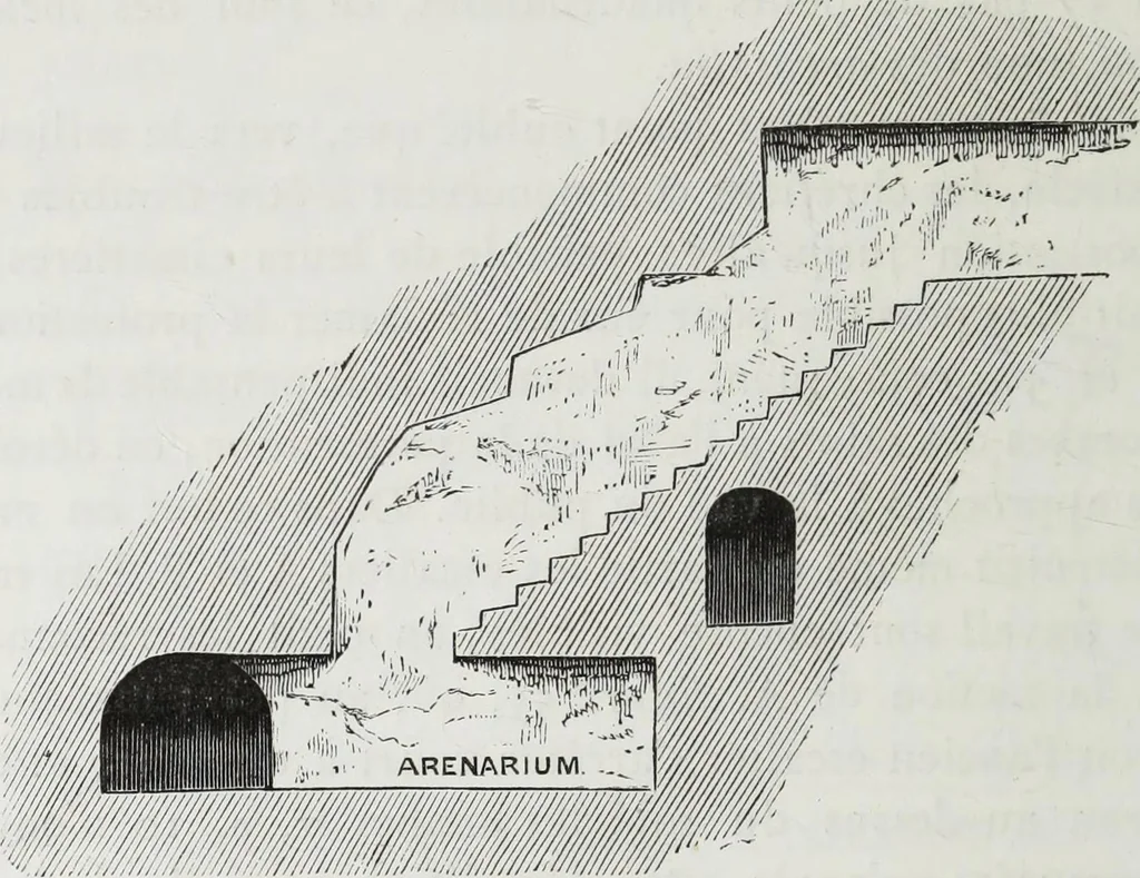An illustration from Rome souterraine : resume des decouvertes de M. de Rossi dans les catacombes romaines, et en particulier dans le cimetiere de Calliste, 1872, leaf 461