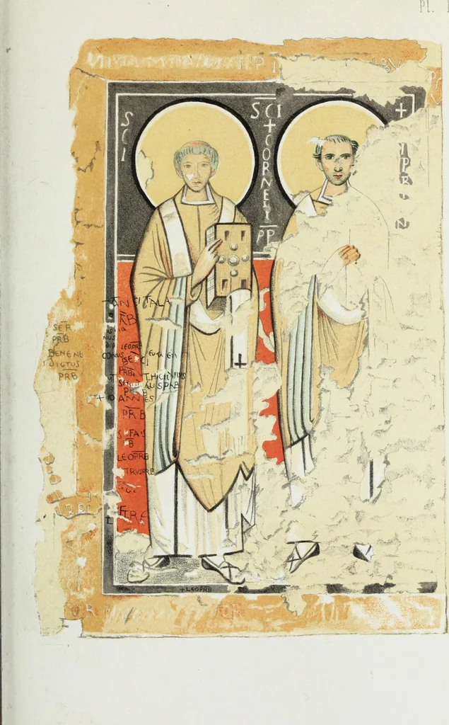An illustration from Rome souterraine : resume des decouvertes de M. de Rossi dans les catacombes romaines, et en particulier dans le cimetiere de Calliste, 1872, leaf 550