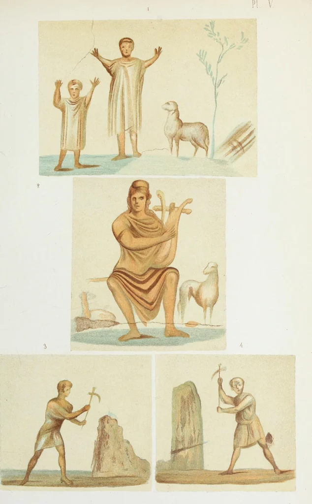 An illustration from Rome souterraine : resume des decouvertes de M. de Rossi dans les catacombes romaines, et en particulier dans le cimetiere de Calliste, 1872, leaf 558