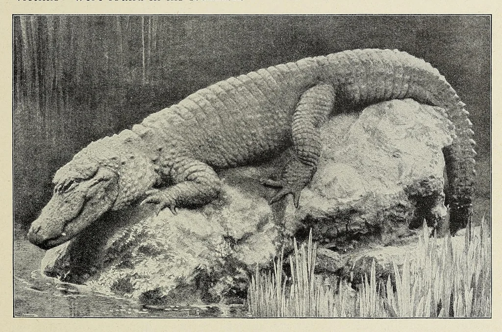 An illustration from Roosevelt in Africa : graphic account of the world's most renowned hunter in the wilds of Africa, his unerring aim and wonderful ability as a hunter, encounters with lions, tigers, elephants and other wild beasts of the jungle : containing also a complete history and study of wild animals of the world, their appearance, habits, traits of character and every detail of their wild life, with thrilling and exciting experiences of hunters of big game in all parts of the globe, including mortal combats between ferocious wild animals, dangerous and daring exploits, and hair-breadth escapes, 1909, leaf 343