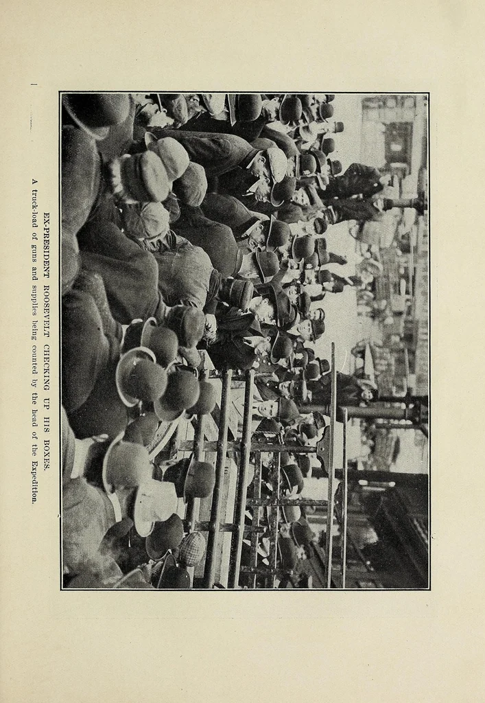 An illustration from Roosevelt's African trip : the story of his life, the voyage from New York to Mombasa, and the route through the heart of Africa, including the big game and other ferocious animals, strange peoples and countries found in the course of his travels, 1909, leaf 165