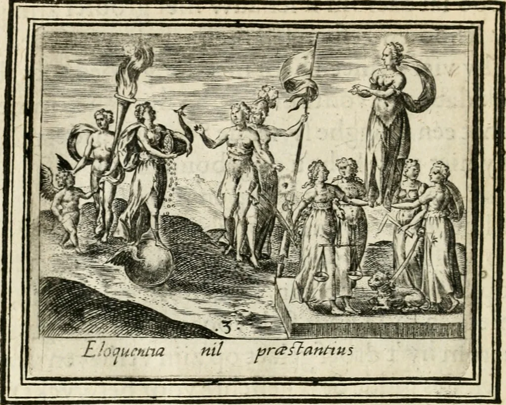 An illustration from Bellerophon, of, Lust tot vvysheyd : begrijpende veel zeedighe, stichtlijcke en leerlijcke sinne-beelden met haere verklaringhen, 1614, leaf 11