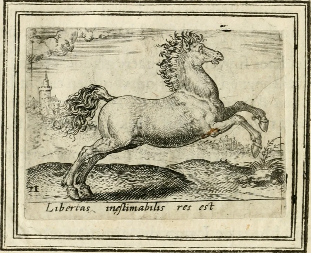An illustration from Bellerophon, of, Lust tot vvysheyd : begrijpende veel zeedighe, stichtlijcke en leerlijcke sinne-beelden met haere verklaringhen, 1614, leaf 25