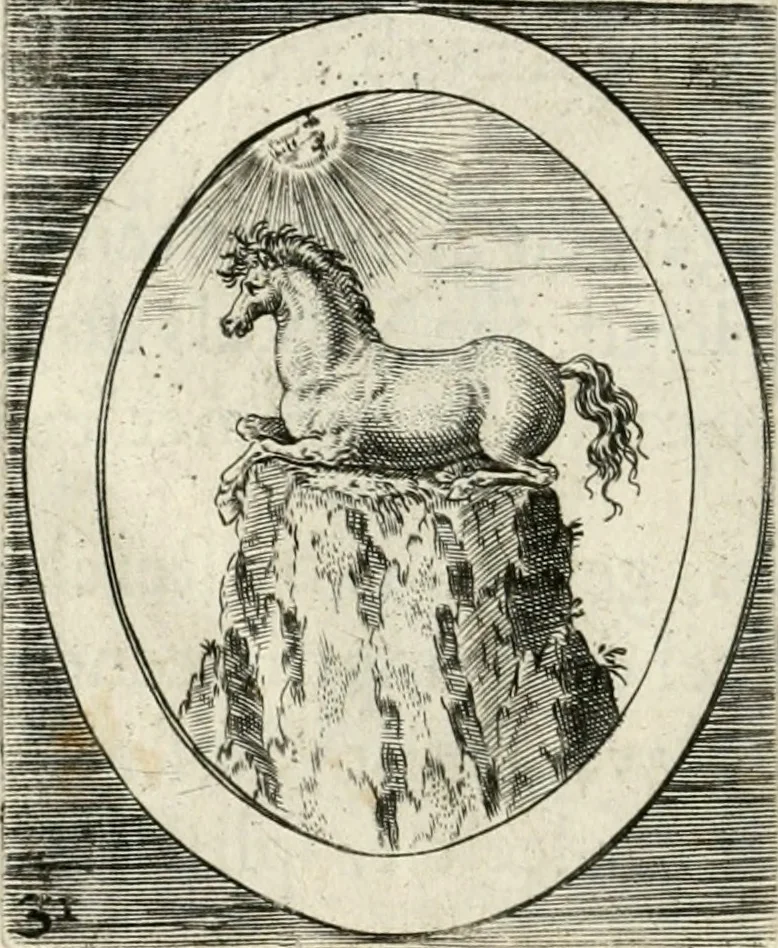 An illustration from Bellerophon, of, Lust tot vvysheyd : begrijpende veel zeedighe, stichtlijcke en leerlijcke sinne-beelden met haere verklaringhen, 1614, leaf 65