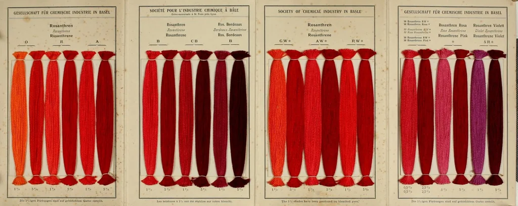 An illustration from Rosanthren Farbstoffe auf mercerisiertem Baumwollgarn = Colorants rosanthrènes sur fil de coton mercerisé = Rosanthrene colours on mercerised cotton yarn, 1900, leaf 3