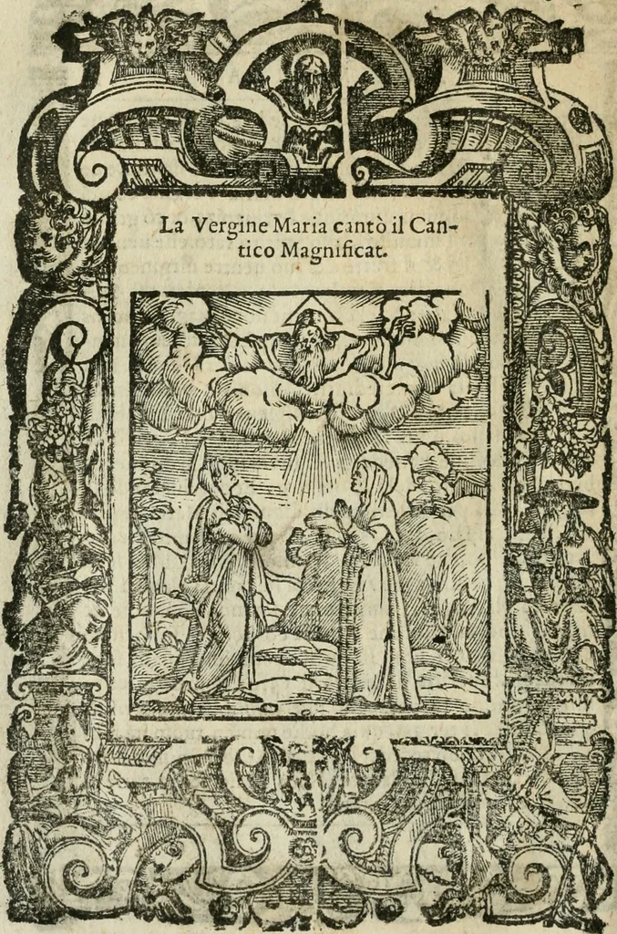 An illustration from Rosario della gloriosa Vergine Maria : con le stationi, & indulgentie delle chiese di Roma per tutto l'anno : di nuouo stampato, & ricorretto con nuoue & belle figure adornato, 1591, leaf 101