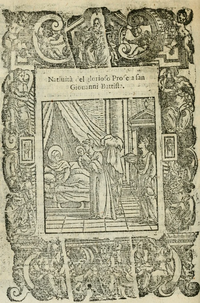 An illustration from Rosario della gloriosa Vergine Maria : con le stationi, & indulgentie delle chiese di Roma per tutto l'anno : di nuouo stampato, & ricorretto con nuoue & belle figure adornato, 1591, leaf 105