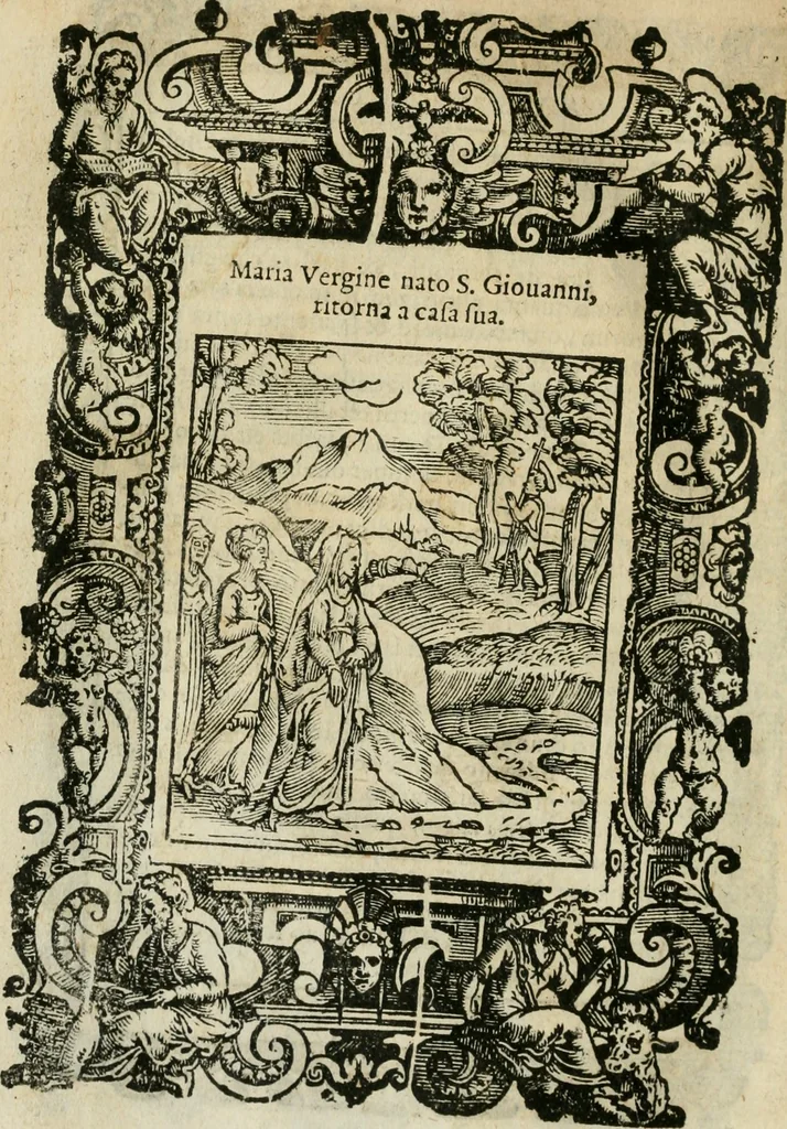 An illustration from Rosario della gloriosa Vergine Maria : con le stationi, & indulgentie delle chiese di Roma per tutto l'anno : di nuouo stampato, & ricorretto con nuoue & belle figure adornato, 1591, leaf 111