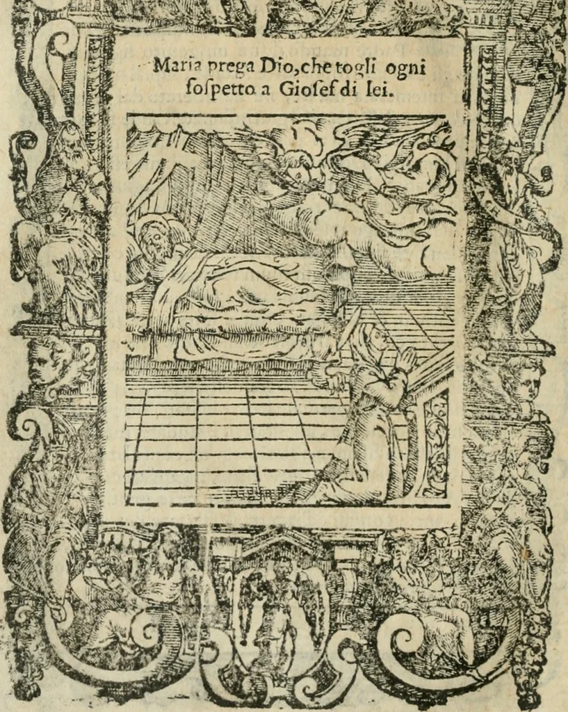 An illustration from Rosario della gloriosa Vergine Maria : con le stationi, & indulgentie delle chiese di Roma per tutto l'anno : di nuouo stampato, & ricorretto con nuoue & belle figure adornato, 1591, leaf 115