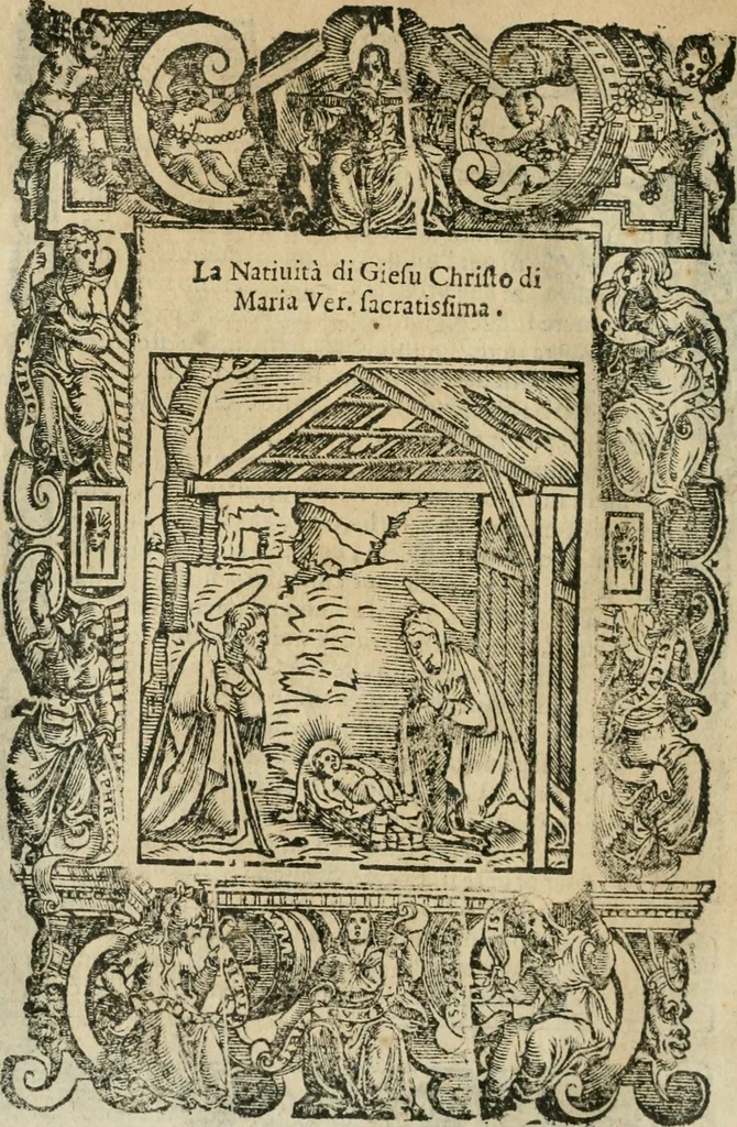 An illustration from Rosario della gloriosa Vergine Maria : con le stationi, & indulgentie delle chiese di Roma per tutto l'anno : di nuouo stampato, & ricorretto con nuoue & belle figure adornato, 1591, leaf 119