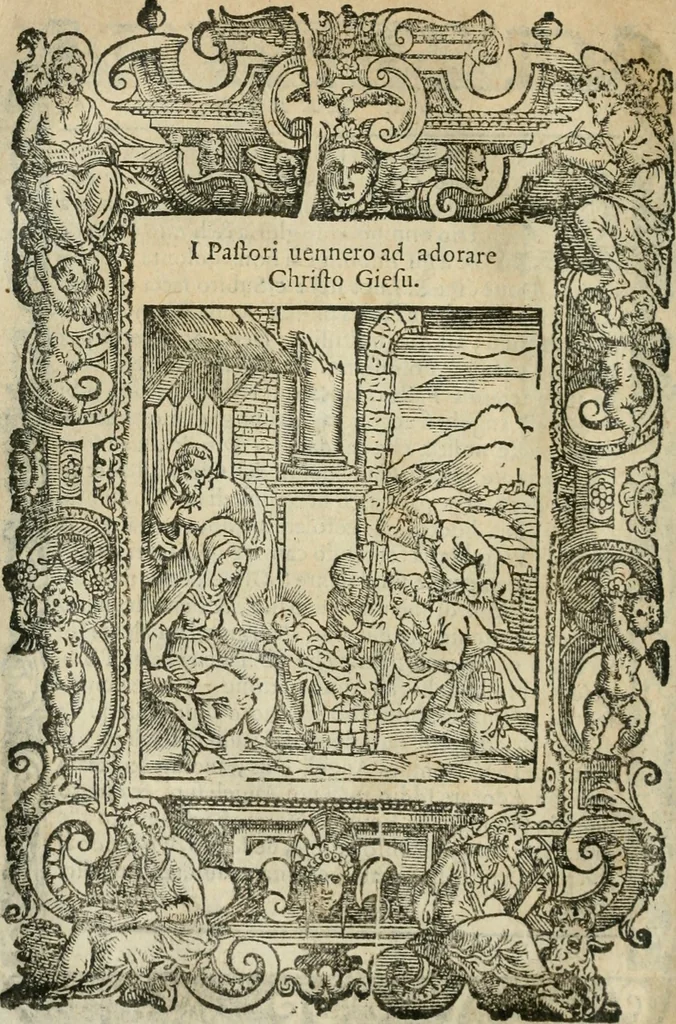 An illustration from Rosario della gloriosa Vergine Maria : con le stationi, & indulgentie delle chiese di Roma per tutto l'anno : di nuouo stampato, & ricorretto con nuoue & belle figure adornato, 1591, leaf 129