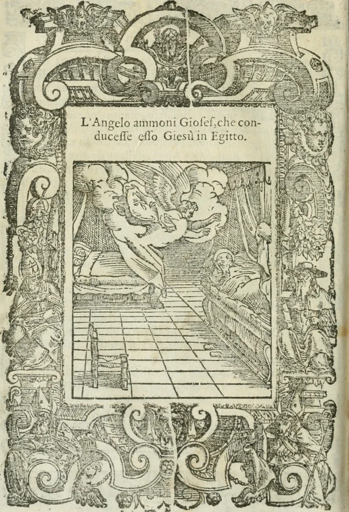 An illustration from Rosario della gloriosa Vergine Maria : con le stationi, & indulgentie delle chiese di Roma per tutto l'anno : di nuouo stampato, & ricorretto con nuoue & belle figure adornato, 1591, leaf 145
