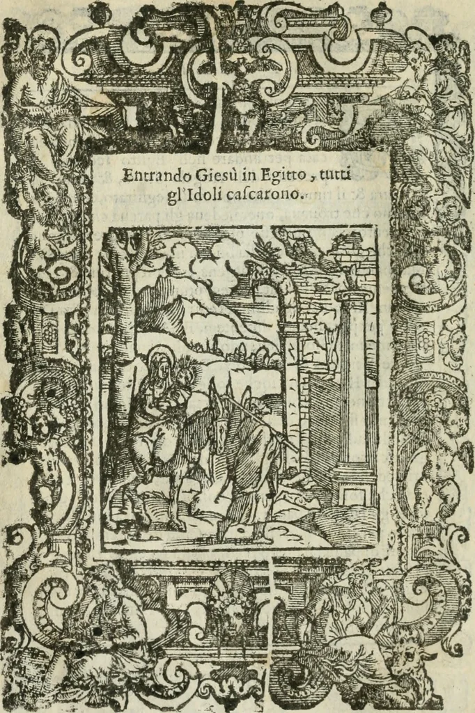 An illustration from Rosario della gloriosa Vergine Maria : con le stationi, & indulgentie delle chiese di Roma per tutto l'anno : di nuouo stampato, & ricorretto con nuoue & belle figure adornato, 1591, leaf 149