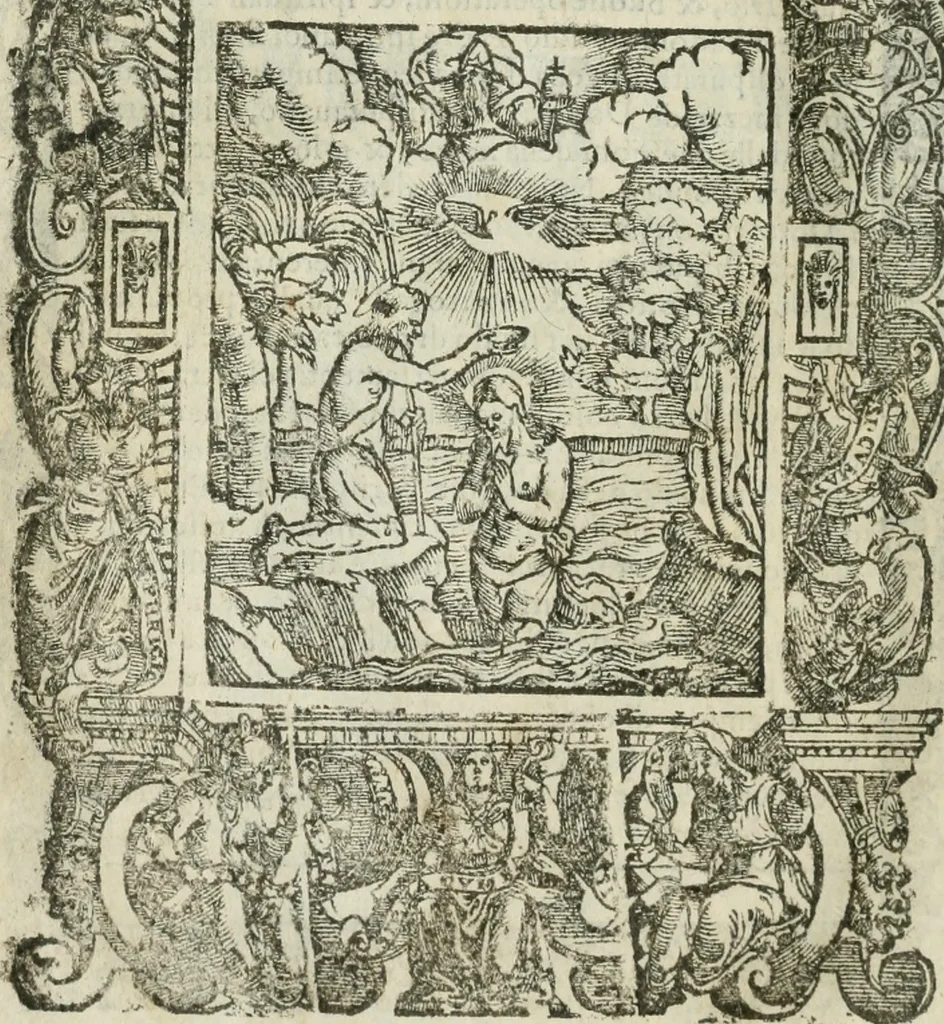 An illustration from Rosario della gloriosa Vergine Maria : con le stationi, & indulgentie delle chiese di Roma per tutto l'anno : di nuouo stampato, & ricorretto con nuoue & belle figure adornato, 1591, leaf 161
