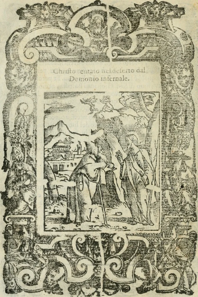 An illustration from Rosario della gloriosa Vergine Maria : con le stationi, & indulgentie delle chiese di Roma per tutto l'anno : di nuouo stampato, & ricorretto con nuoue & belle figure adornato, 1591, leaf 163