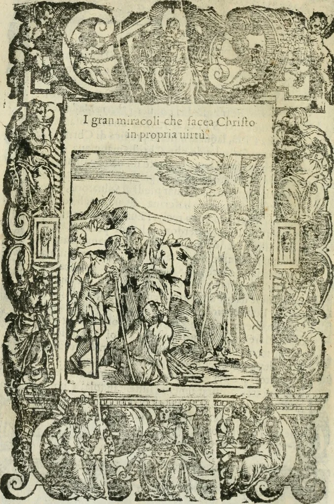 An illustration from Rosario della gloriosa Vergine Maria : con le stationi, & indulgentie delle chiese di Roma per tutto l'anno : di nuouo stampato, & ricorretto con nuoue & belle figure adornato, 1591, leaf 175