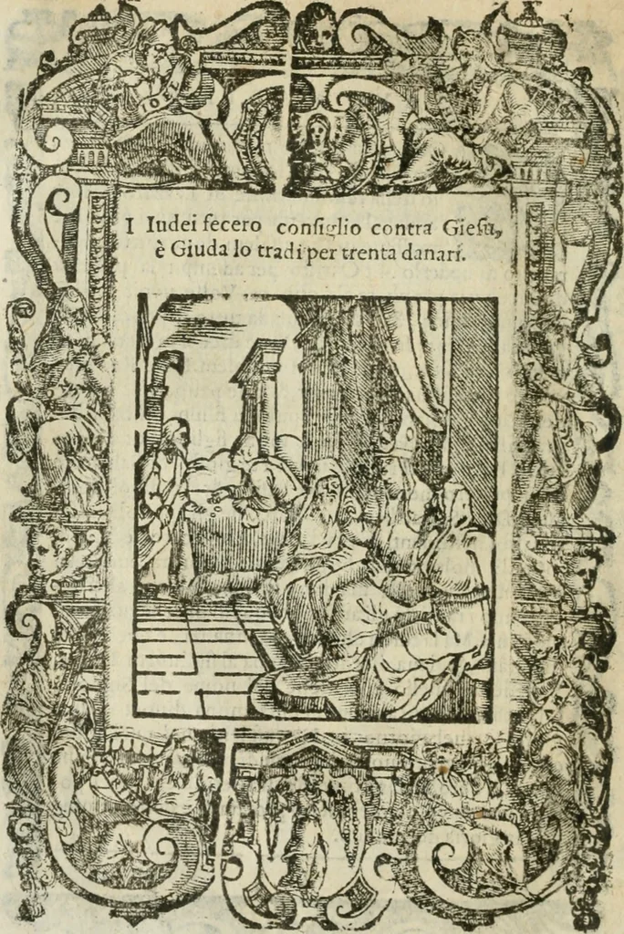 An illustration from Rosario della gloriosa Vergine Maria : con le stationi, & indulgentie delle chiese di Roma per tutto l'anno : di nuouo stampato, & ricorretto con nuoue & belle figure adornato, 1591, leaf 185