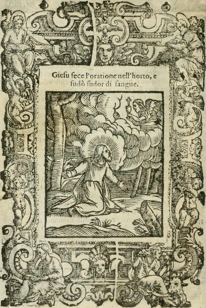 An illustration from Rosario della gloriosa Vergine Maria : con le stationi, & indulgentie delle chiese di Roma per tutto l'anno : di nuouo stampato, & ricorretto con nuoue & belle figure adornato, 1591, leaf 193