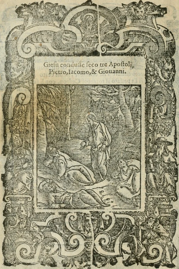 An illustration from Rosario della gloriosa Vergine Maria : con le stationi, & indulgentie delle chiese di Roma per tutto l'anno : di nuouo stampato, & ricorretto con nuoue & belle figure adornato, 1591, leaf 195
