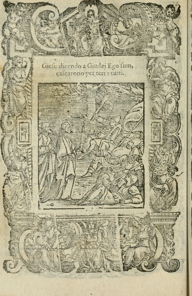 An illustration from Rosario della gloriosa Vergine Maria : con le stationi, & indulgentie delle chiese di Roma per tutto l'anno : di nuouo stampato, & ricorretto con nuoue & belle figure adornato, 1591, leaf 199