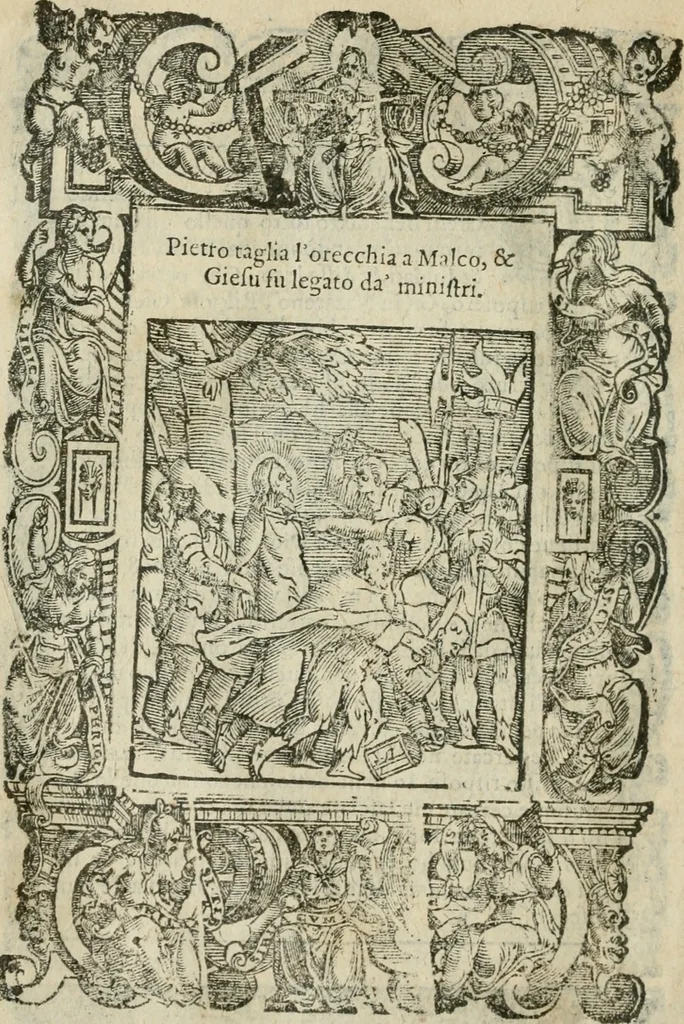 An illustration from Rosario della gloriosa Vergine Maria : con le stationi, & indulgentie delle chiese di Roma per tutto l'anno : di nuouo stampato, & ricorretto con nuoue & belle figure adornato, 1591, leaf 201