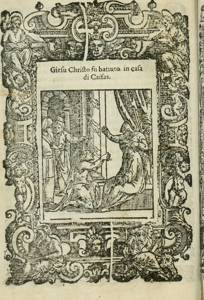 An illustration from Rosario della gloriosa Vergine Maria : con le stationi, & indulgentie delle chiese di Roma per tutto l'anno : di nuouo stampato, & ricorretto con nuoue & belle figure adornato, 1591, leaf 211
