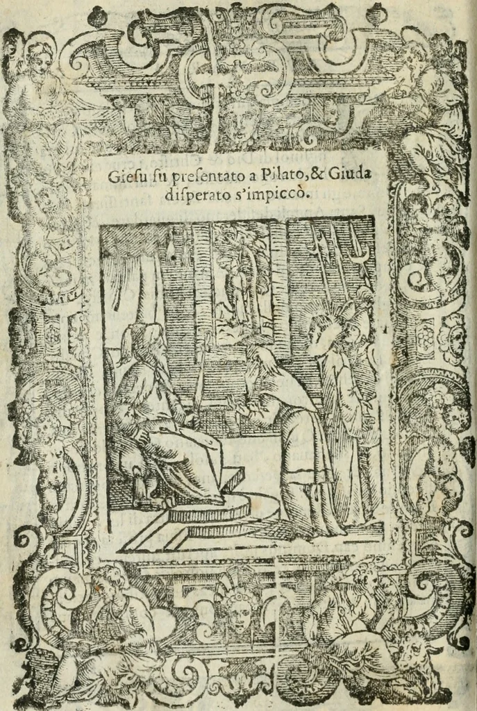 An illustration from Rosario della gloriosa Vergine Maria : con le stationi, & indulgentie delle chiese di Roma per tutto l'anno : di nuouo stampato, & ricorretto con nuoue & belle figure adornato, 1591, leaf 213