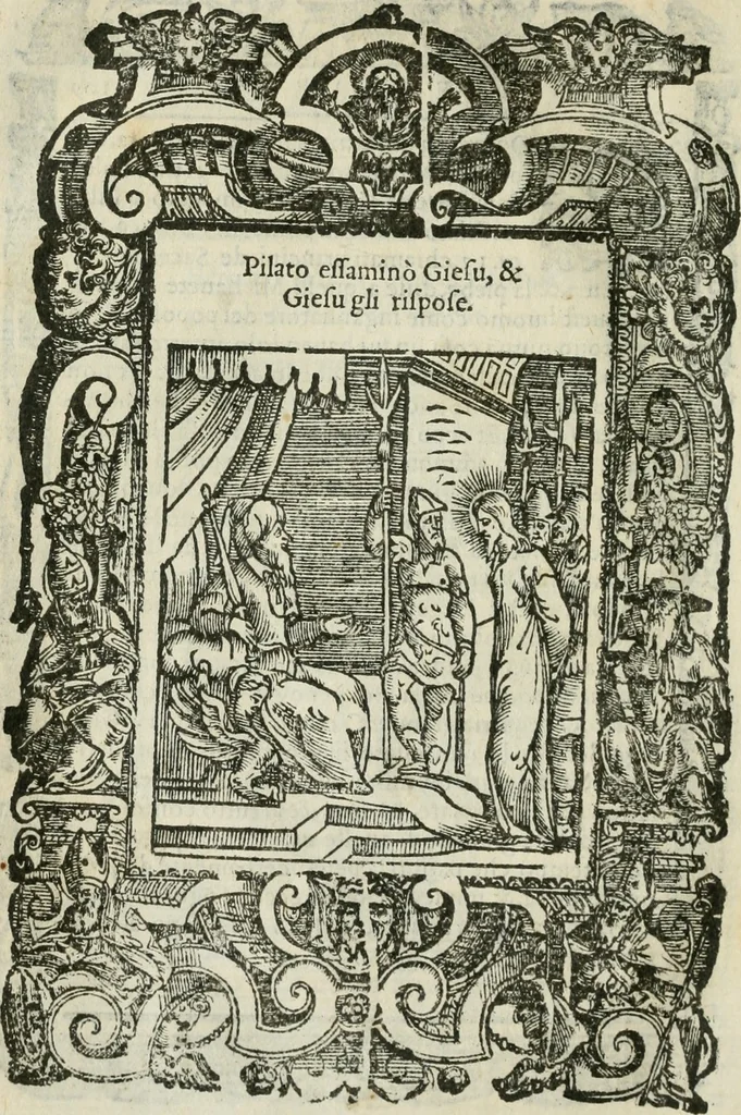 An illustration from Rosario della gloriosa Vergine Maria : con le stationi, & indulgentie delle chiese di Roma per tutto l'anno : di nuouo stampato, & ricorretto con nuoue & belle figure adornato, 1591, leaf 219