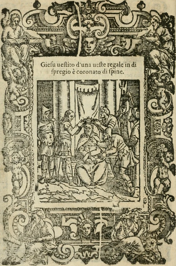 An illustration from Rosario della gloriosa Vergine Maria : con le stationi, & indulgentie delle chiese di Roma per tutto l'anno : di nuouo stampato, & ricorretto con nuoue & belle figure adornato, 1591, leaf 227