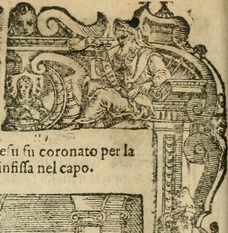 An illustration from Rosario della gloriosa Vergine Maria : con le stationi, & indulgentie delle chiese di Roma per tutto l'anno : di nuouo stampato, & ricorretto con nuoue & belle figure adornato, 1591, leaf 229