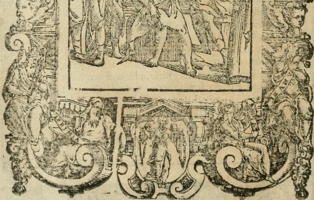 An illustration from Rosario della gloriosa Vergine Maria : con le stationi, & indulgentie delle chiese di Roma per tutto l'anno : di nuouo stampato, & ricorretto con nuoue & belle figure adornato, 1591, leaf 229