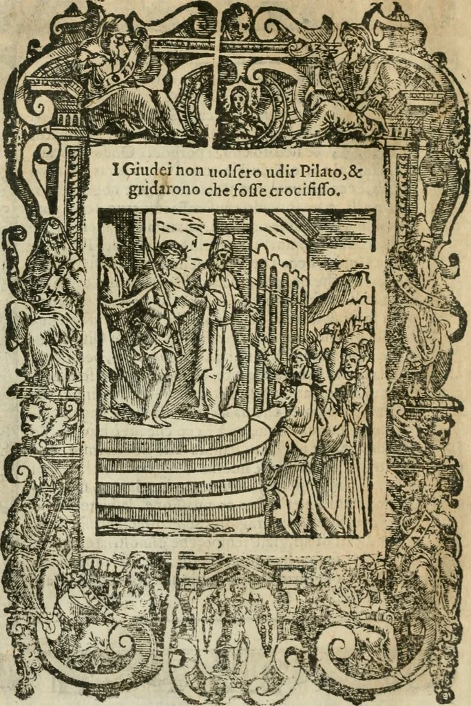 An illustration from Rosario della gloriosa Vergine Maria : con le stationi, & indulgentie delle chiese di Roma per tutto l'anno : di nuouo stampato, & ricorretto con nuoue & belle figure adornato, 1591, leaf 239